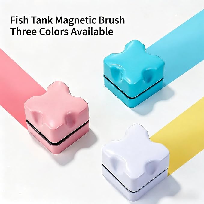 Magnetic Aquarium Glass Cleaner | Dual-Sided Cleaning Brush, Scratch-Free Tool, 0.2-0.31 inch Glass, Multiple Colors Available
