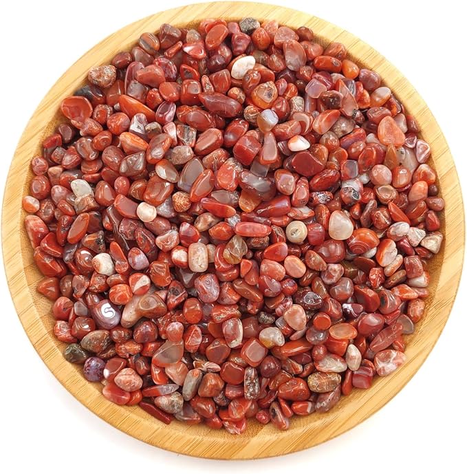 WAYBER Natural Crushed Red Agate Quartz Decorative Gravel Stones, 2 Lbs | Toxin-free, Colorfast, Great for Reiki Healing, DIY Crafts, Vase Filler, Aquarium Landscaping & Planter Décor
