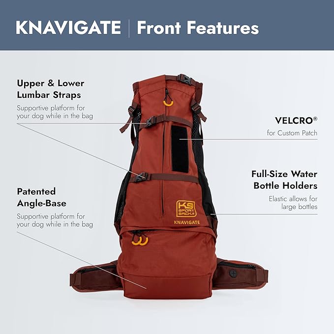 K9 Sport Sack Knavigate - Medium, Dune - Ideal for Dogs with 17-19” Back Length - Adjustable, Backpack-Style Carrier with Internal Frame & Padded Hip Belt