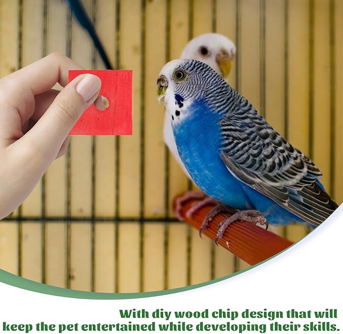 BESPORTBLE Bird Toy Parts, Pack of 100 Wood Blocks for Birds Multicolored Natural Wooden Blocks Bird Chewing Toy Mini Wood Chip Charms for DIY Playing Chewing Bird Toys