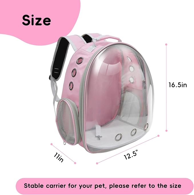 Cat Backpack, Airline Approved Bubble Carrying Bag for Small Medium Dogs Cats, Space Capsule Pet Carrier Dog Hiking Backpack Travel Carrier (Pink)