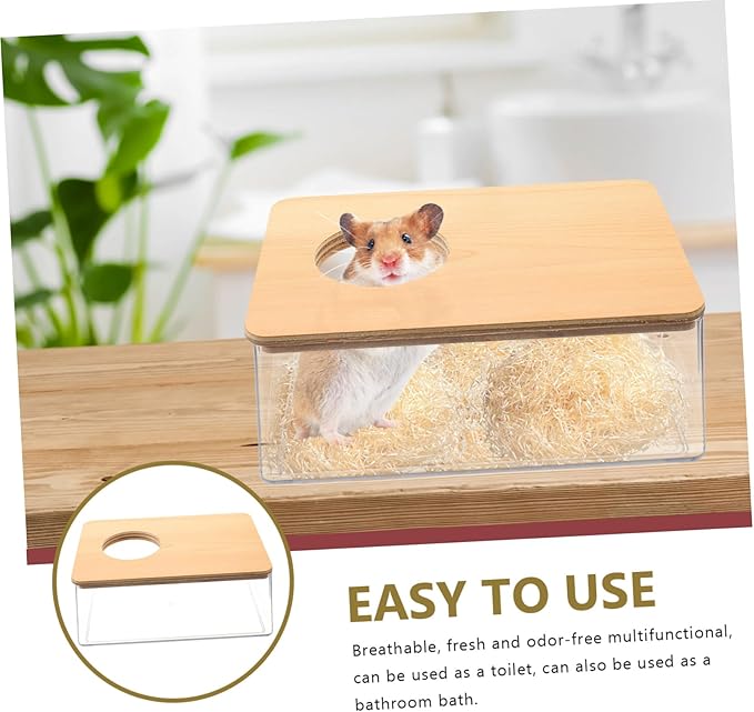 GANAZONO Large Hamster Sand Bath Reusable Chinchilla Dusting House for Hamster Gerbil Mouse Rat Chinchilla Portable Pet Bathing Box