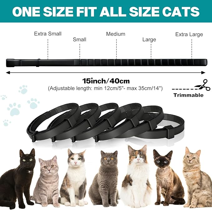Calming Collar for Cats - 6Pack Calming Collar for Cats Adjustable Safe Waterproof Breakaway Design Helps Reduce Noise Fear