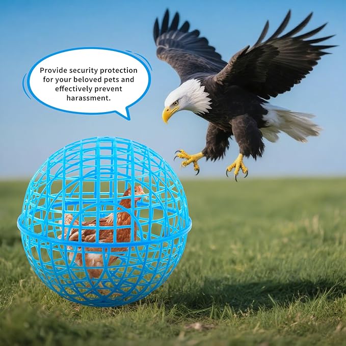 AceOrbit 3 Pcs Chicken Balls Cage 2025 Chicken Orb Ball Cage to Free Range Rolling Movable Poultry Coop Ball, Mobile Safety Globe Cages for Pigeons Rabbits Ducks Outside Roaming(18.9 Inch,Blue)