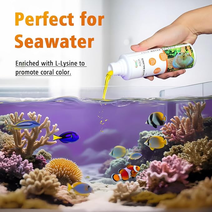 hygger Aqua Water Balance for Freshwater Saltwater, Aquarium Fish Tank Plant Coral Stabilizes Water Quality with Essential Vitamins Amino Acids Electrolyte Water Conditioner, 500 ML