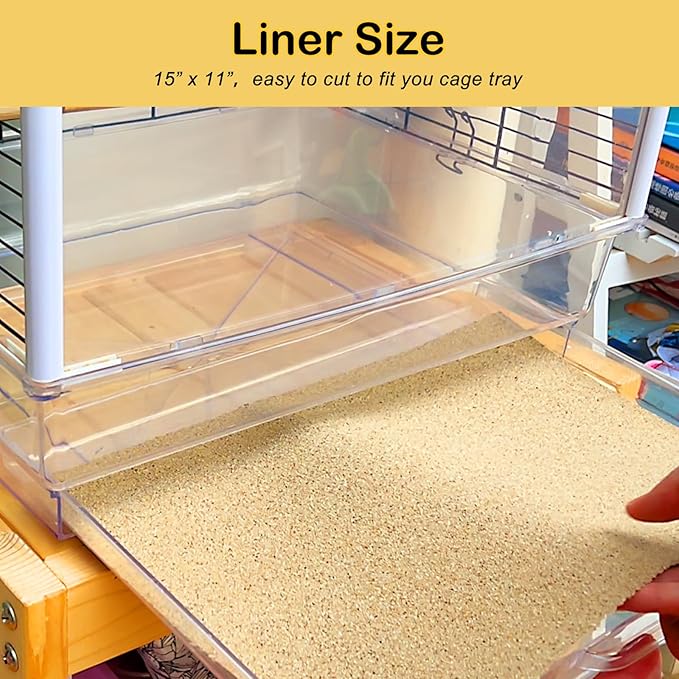 S&X Bird Cage Liner 30-Pack 15” x 11” Gravel Paper for Bird Cage | Sand Sheets for Easier Cleaning and Bird Health