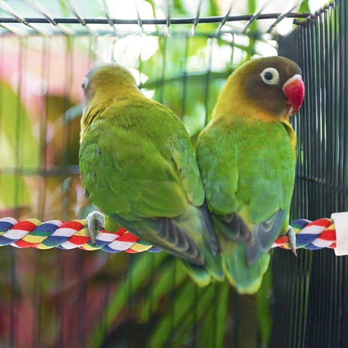 iplusmile Parrot Rope Perch 31.5 Inch Durable Cotton Climbing Toy for Birds Cage Chew Toy for Large Parrots Budgies Cockatiels and Conures Stress Relief and Exercise Accessory