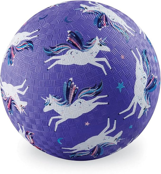Crocodile Creek Playground Ball - Durable Rubber Ball for Kids Ages 3 and Up - Bouncy Inflatable Ball for Kickball, Indoor Games, and Outdoor Sports - PVC-Free - Purple Unicorn - 5-inch Diameter