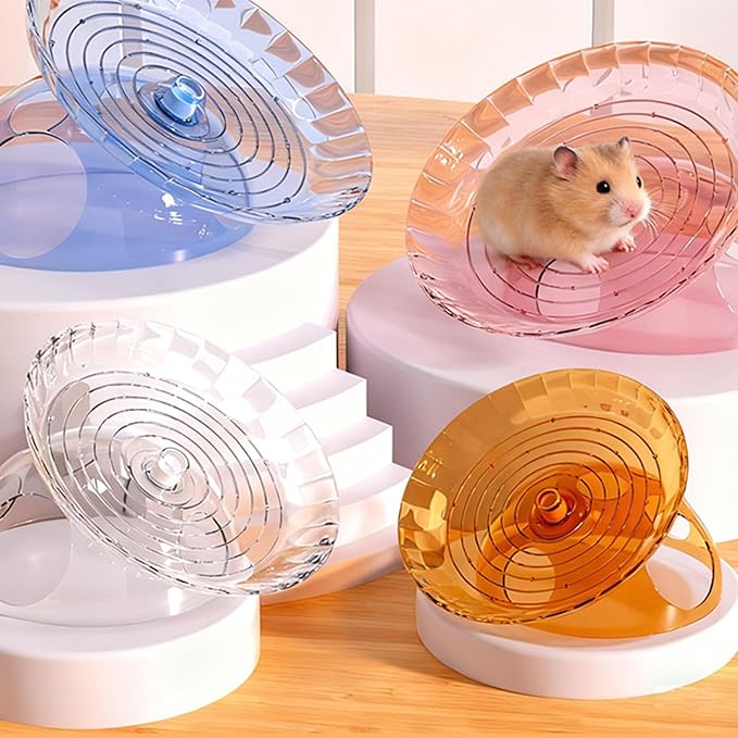 Hamster Flying Saucers Exercise Wheel with Hideouts House Quiet Rotates Hamster Running Wheel for Small Pet