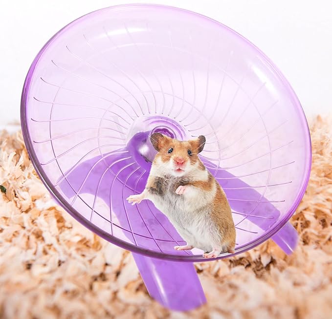 Ipetboom Hamster Wheel Chinchilla Running Saucer Silent Gerbils Wheel Purple Flying Saucer