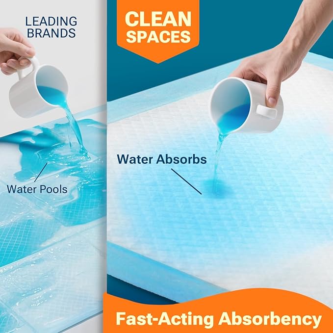 CLEAN SPACES 30" x 36" 100 Count Super Absorbency Disposable Bed Pads for Adults, Leakproof Quick Drying Underpads for Adults Baby Puppy, Incontinence Pads, Puppy Pad Dog Training Pee Pads