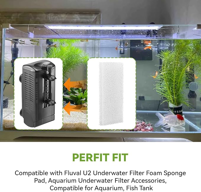 4 Pcs Aquarium Bio Sponge Foam Filter Pads Compatible with Fluval U2 | Underwater Filter Foam Sponge Pad, Aquarium Underwater Filter Accessories, Compatible for Aquarium, Fish Tank, White, A486