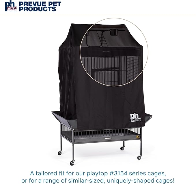 Prevue Pet Products Large Bird Cage Cover - Good Night Cage Cover, Bird Accessories, Blocks Light, Breathable Nylon Fabric, Fits a Variety of Cage Sizes - Black, Size Large