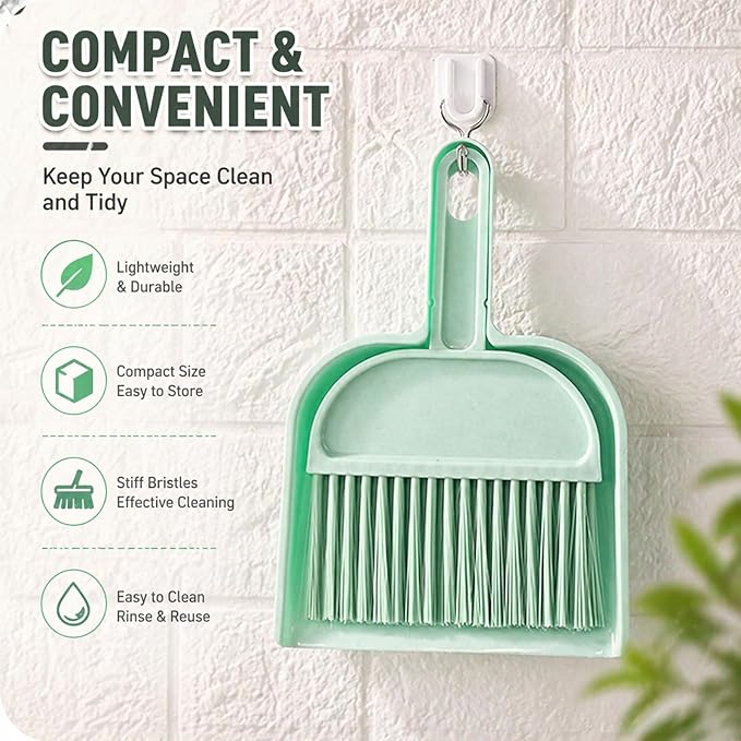 Rypet Cage Cleaner for Guinea Pigs, Hamsters, Chinchillas, Rabbits, Reptiles, Hedgehogs and Other Small Animals - Mini Dustpan and Brush Set Cleaning Tool for Animal Waste (1 Pack)