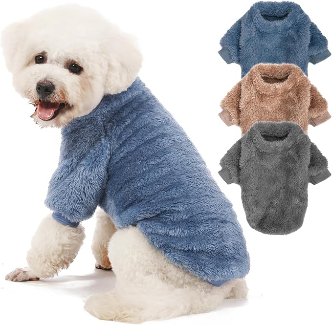 Dog Sweater, 3 Pack Dog Sweaters for Small Dogs, Dog Clothes for Small Dogs Girl Boy, Ultra Soft and Warm Puppy Sweater Dog Coat for Winter Christmas (X-Large, Blue+Lt Coffee+Dark Grey)