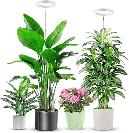 Aokrean Grow Lights for Indoor Plants, 6000K Full Spectrum Plant Grow Lights, Height Adjustable 10"-65" Growing Lamp, Automatic Timer 6/12/16Hrs, 5-Level Dimmable, Idea for Large Plant, 2 Pack
