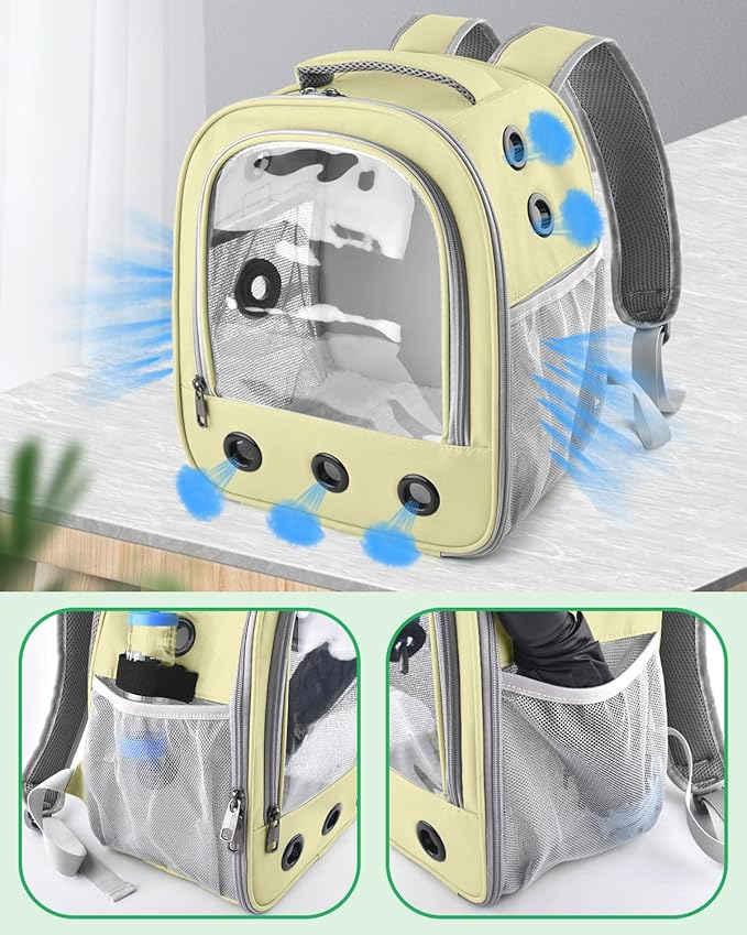DBNESS Guinea Pig Carrier Backpack, Portable Rabbit Travel Carring Bag for Pet Bunny Sugar Chinchilla Gerbil Bearded Dragon Hamster Parrot Outgoing Pouch Case with Water Bottle Holder & Detachable Pad