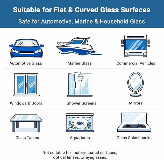 GLASS POLISH DIY Glass Scratch Removal Deluxe Kit 2" & 3" - Effective Glass Polishing with Drill or Polisher, Repairs Deep Scratches, Removes Surface Damage and Restores Original Clarity & Shine