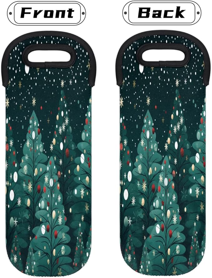 Christmas Tree Wine Bag Single Bottle Wine Tote Bag Neoprene Wine Carrier Bags with Carry Handle Portable Wine Bottle Holder for Travel Party Picnic