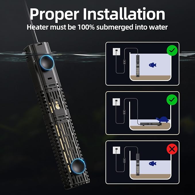 Aquarium Heater for Fish Tank - 300W Submersible Fish Tank Heater | with Digital Display & Adjustable External Controller, Leaving Water Protection for 40-75 Gallon Freshwater Saltwater Tanks