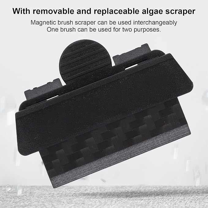 Magnetic Fish Tank Brush, Strong Suction Suspended Magnetic Aquarium Cleaner with Scraper for 3-5mm Glass, Floating Design for 20-60cm Aquariums and Windows (Magnetic Brush + Carbon Fiber
