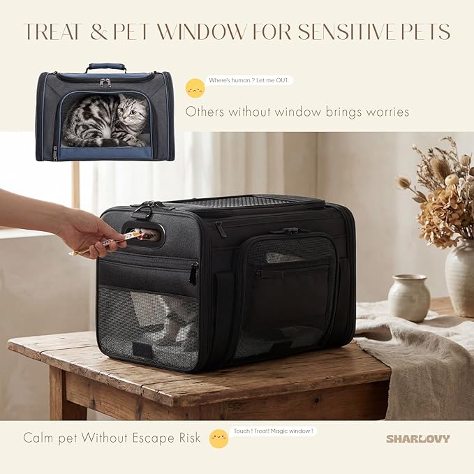 Top-Expandable Pet Carrier with Treat & Pet Window,18x13x9.5 Inch Southwest Frontier Airline Approved,Soft-Sided Dog Carrier for Small Dogs and Cats,Travel Cat Carrier with Locking Safety Zippers