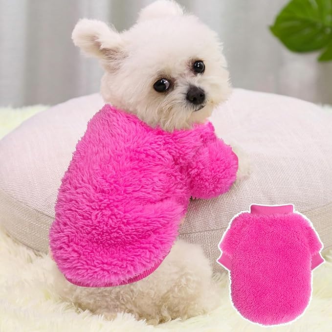 2 Pack Dog Sweaters for Small Dogs, Warm Puppy Clothes Winter, Fleece Pet Sweater for Doggie Boy Girl, Cat, Kitten Chihuahua Bulldog Pug Beagles, XS