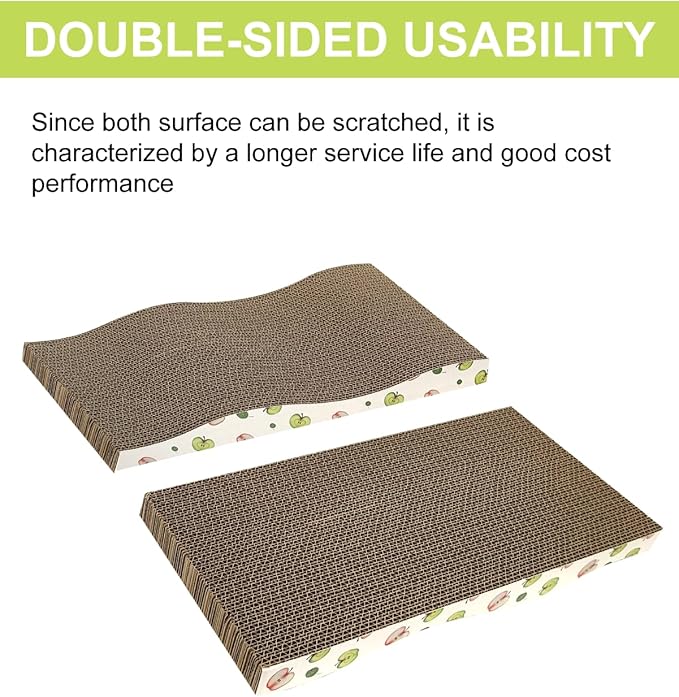TIMHAKA Cat Scratching Board, Corrugate Cat Scratcher for Indoor Cats with Catnip, Cat Scratch Pad with Premium Scratch Textures Design, Cardboard Cat Scratcher with Double-Sided Usability (Pack of 2)