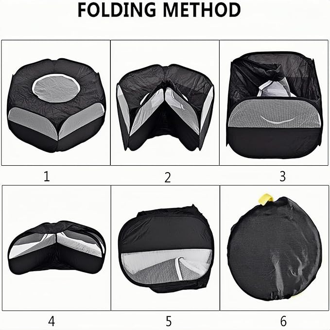 Small Animal Playpen,Popup Playpen,Portable Pet Tent,Foldable,Chicken brooder,Hamster/Dog/Cat/Rabbit/Guinea Pig/Chick Pet Cage Tent with Zipper Cover,Waterproof Black