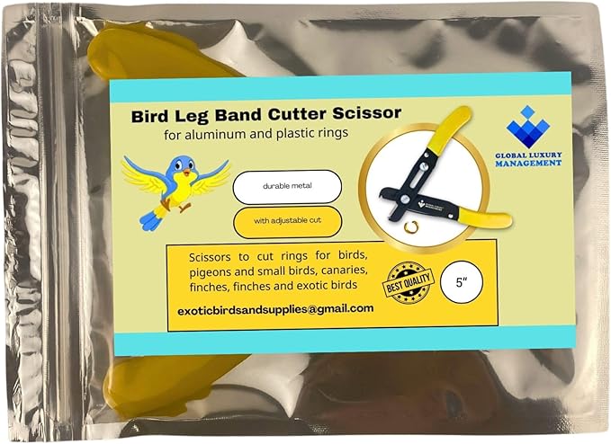 Bird Nail Clippers – Precision and Safety Nail Trimmer for Small Birds, Canaries, Finches, Goldfinches, Parrots, Pigeons – Ring Cutter and Removal Tool for Aluminum and Plastic Rings (Yellow, Black)