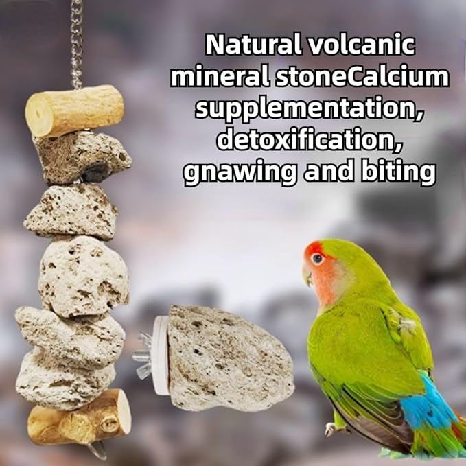 Mineral Block Chew Toys for Sharp Beaks, Bird Beak Grinding Stone, Cage Accessories Calcium Supplement for African Grey, Budgies, Cockatiels, Small to Medium Birds