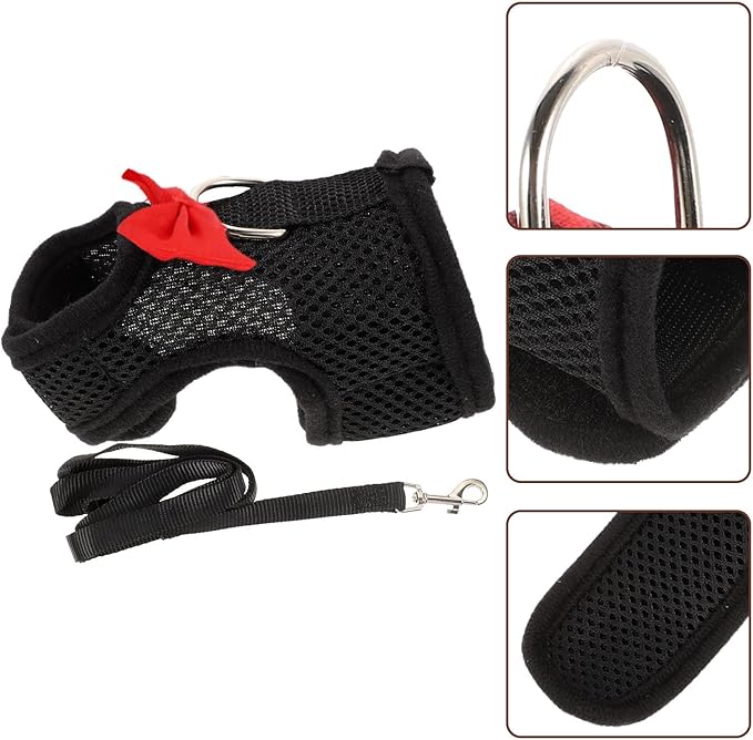 NUOBESTY Bunny Harness Leash Set Breathable Mesh Vest Guinea Pig Harness Adjustable Chest 20-23cm Small Pet Walking Supplies for Rabbits and Guinea Pigs