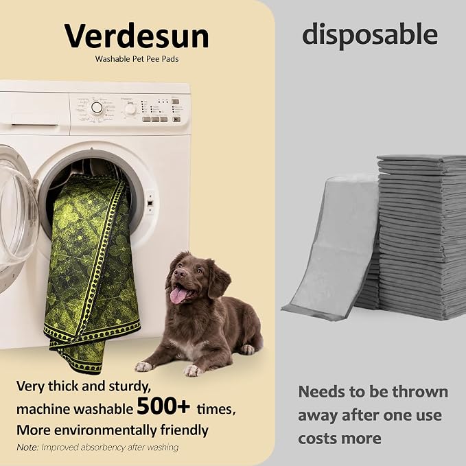 Washable Pee Pads for Dogs, Reusable Puppy Potty Training Pads, Ultra-Absorbent Thick Waterproof Leak-Proof Non-Slip Pads & Mat for Crate, Playpen, Floor, Whelping & Housebreaking , 2 Pack 48"x48"