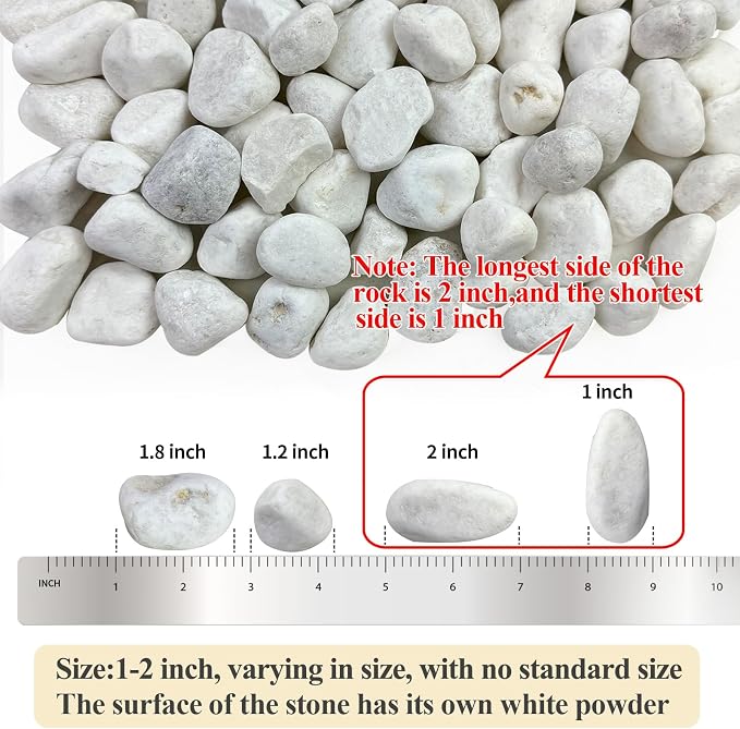 FANTIAN 40 lbs White Rocks for Landscaping, 1-2 Inch White Gravel. Decorative Pebbles Stones for Plants, Vases, Craft and Garden
