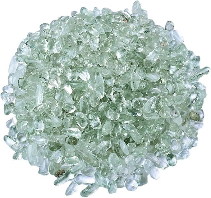 Erliway 100g Natural Green Quartz Crystal Chips 7-9mm Tumbled Stones | Small Crushed Crystal Stone, Polished Crystals Chips for Fish Tank, Healing Tumbled Rocks for Reiki Jewelry Making Home Décor
