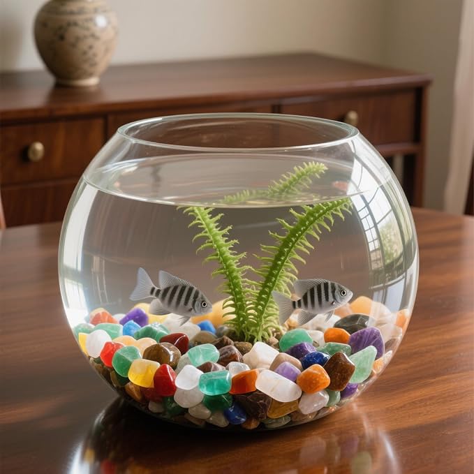 0.96LB Aquarium Gravel Natural Pebbles Crushed Stones Polished Bulk Irregular Shaped Succulent Rocks Vase Filler Fish Tank Decorative - Colorful