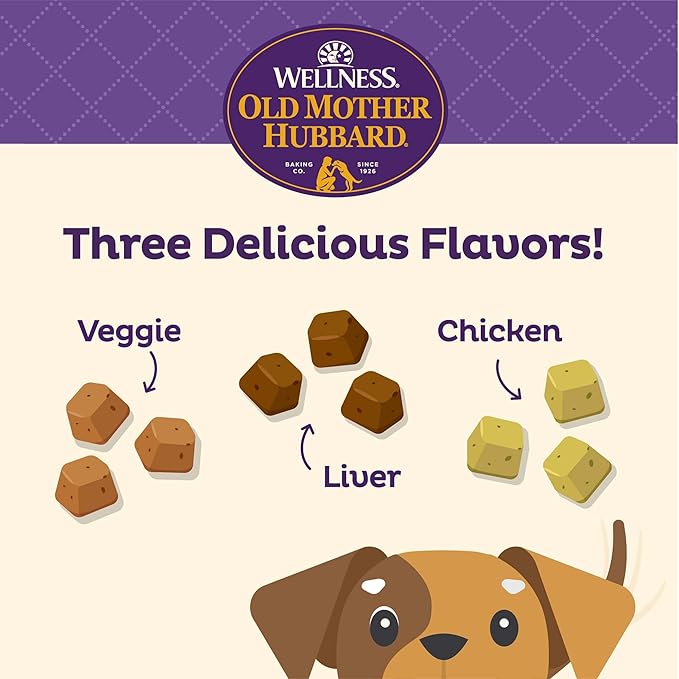 Old Mother Hubbard Wellness Training Bitz Assorted Mix Dog Biscuits,Natural,Training Treats,Three Flavors,Small Size,(8 Ounce Bag),(Pack of 2)