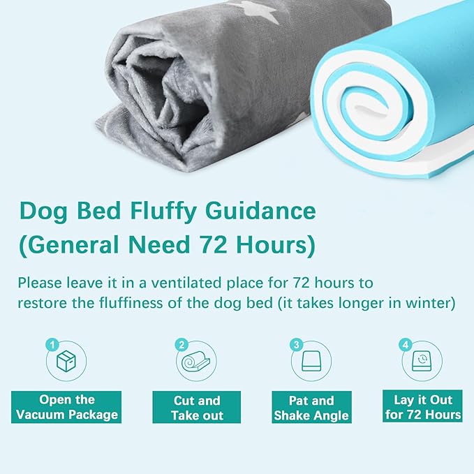 Waterproof Dog Bed for Large/Medium Dog, Memory Foam Orthopedic Dogs Beds & Furniture 38” x 26" x 1.5" for Large Sized Dogs with Anti-Slip & Washable Removable Cover, Soft Flannel Top Pet Beds, Grey