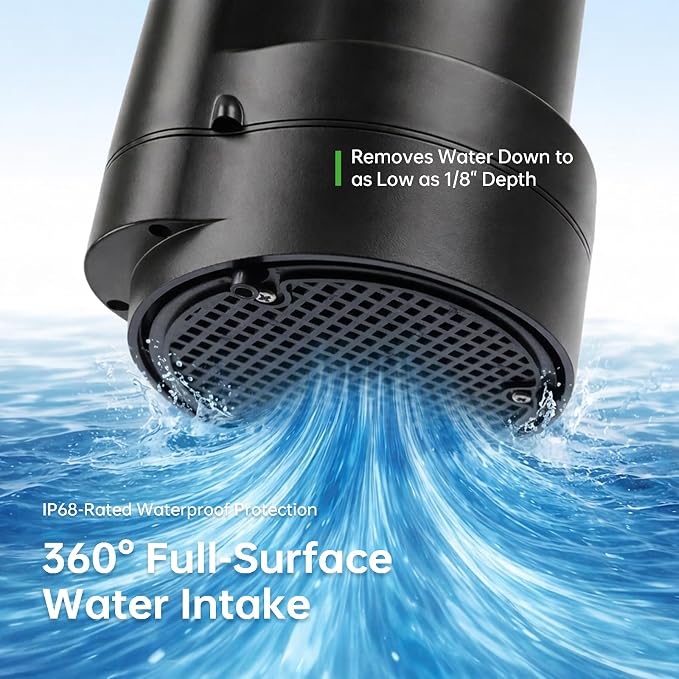 1/4 HP Submersible Sump Pump 1800 GPH Portable Utility Water Pump with 10ft Cord Thermoplastic Construction High Flow Drain Pump for Basement Garden Pool Pond Flood Removal