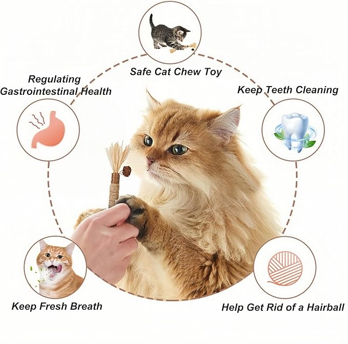 Cat Chew Toys Cat Toys, Silvervine Sticks for Cats Teeth Cleaning Rope, Kitten Teething Dental Care, Kitty for Indoor Cats Increase Appetite, Enhances Oral & Dental Health (20 Pack)