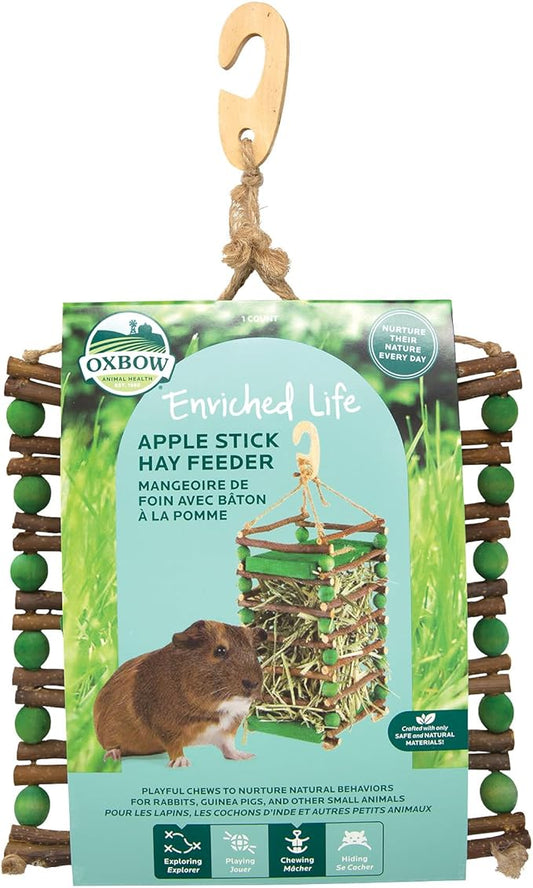 Oxbow Enriched Life Apple Stick Hay Feeder, Rabbit Toys, Guinea Pig Toys, Enrichment for Bunny, Guinea Pig, Hamster, Rabbit, Chinchilla, Chinchilla Cage Accessories, Small Pet Accessories for Cage