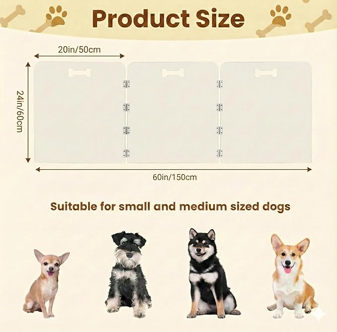 Clear Acrylic Freestanding Dog Gate, Folding Pet Barrier for House, Indoor Stairs & Doorways, Transparent Puppy Fence with Handles, Foldable Playpen for Small Dogs, Rabbit