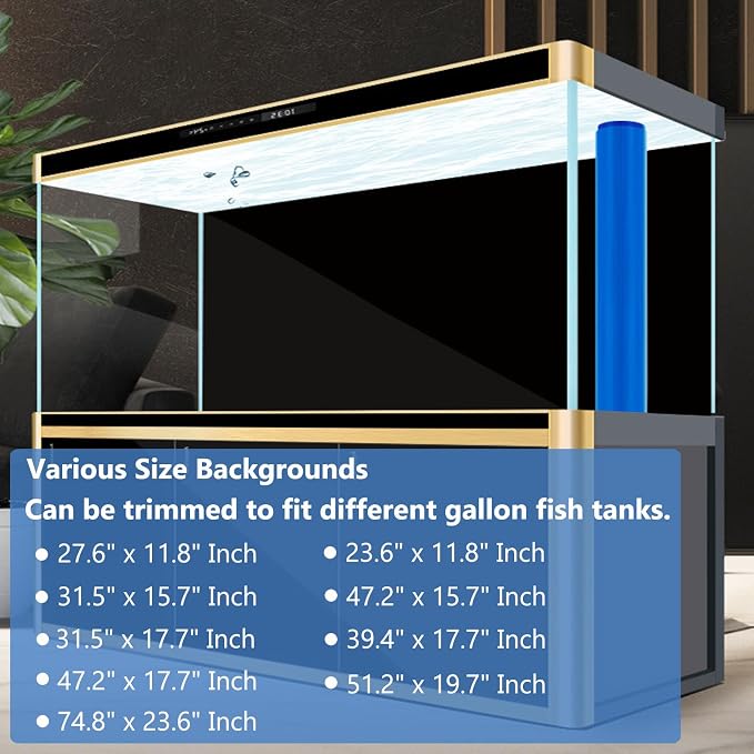 XCNO Black Aquarium Background Fish Tank Film, Static Cling, 31.5 x 17.7 in | Glue-Free, Thickened Waterproof Vinyl, Total Light Blockout, Makes Fish Colors Pop, Easy to Install and Remove, Reusable