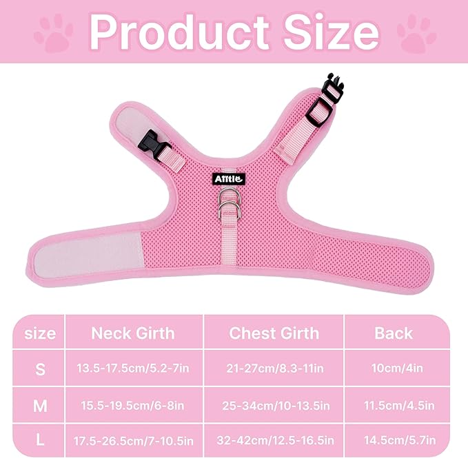 AIITLE Lightweight Escape Bunny Harness and Leash Set - Air Mesh Vest with Double D-Rings, Adjustable & Magic Tape Design, for Ferret/Cat/Puppy Training and Hiking Adventures, Pink L