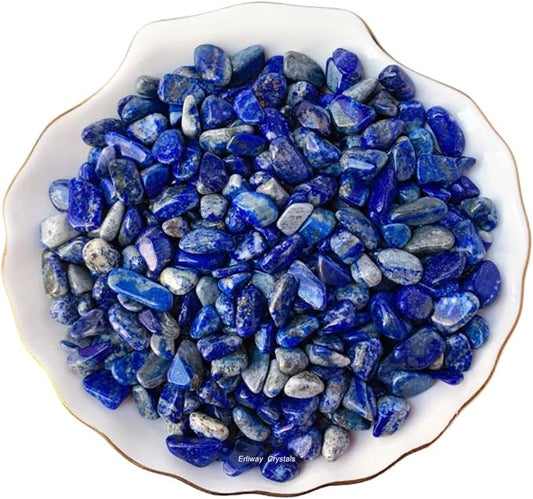 Erliway Lapis Lazuli Crystal Chips Bulk for Vase Filler Craft, 0.5 lb 7-9mm | Natural Crushed Crystal Stone for Spell Jar, Aquarium Gravel, Reiki Healing Meditation, Jewelry Making, Resin Art, Home Décor