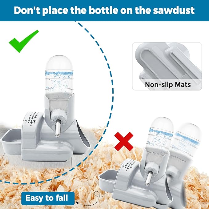 VANNON 3 in 1 Hamster Water Bottle No Drip Small Animal Water Bottle Automatic Bottle Dispenser with Food Container Base Hut and Hideout Base 4oz/120ml,Leekproof, BPA Free