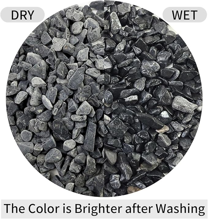 FANTIAN 10LB Black Pea Gravel for Landscaping, 3/8 Inch Black Pebbles for Plants Cactus Succulent Fish Tank and Garden Black Stones