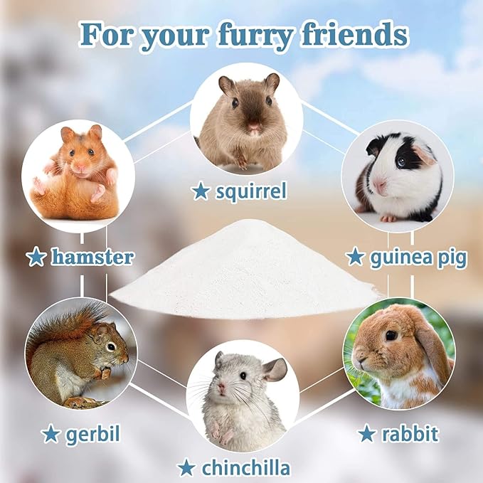 Sukh 14 OZ Hamster Sand Bath - Whit Fine Sand Hamster Bedding Reptile Silica Sand Gerbil Hideout for Hamster Squirrel Guinea Pig Rabbit Chinchillas Gerbil Syrian Mice Small Animals Small Pets