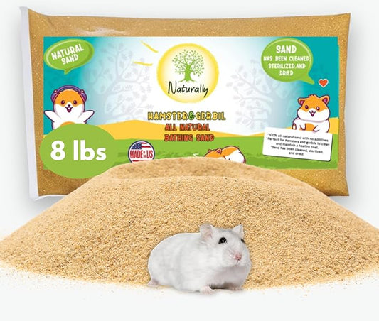 (8 Pound Bag) Hamster or Gerbil Bathing Sand Litter- All Natural Dry Desert Sand