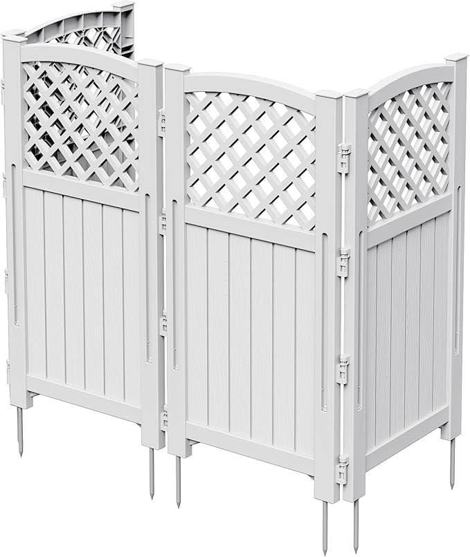 Greesum Air Conditioner Privacy Fence Screen, 4 Panels Trash Can Enclosure, 49.45" H x 22.62" W, Weather Resistant for Outdoor Pool Equipment, Garbage Bins, Grey